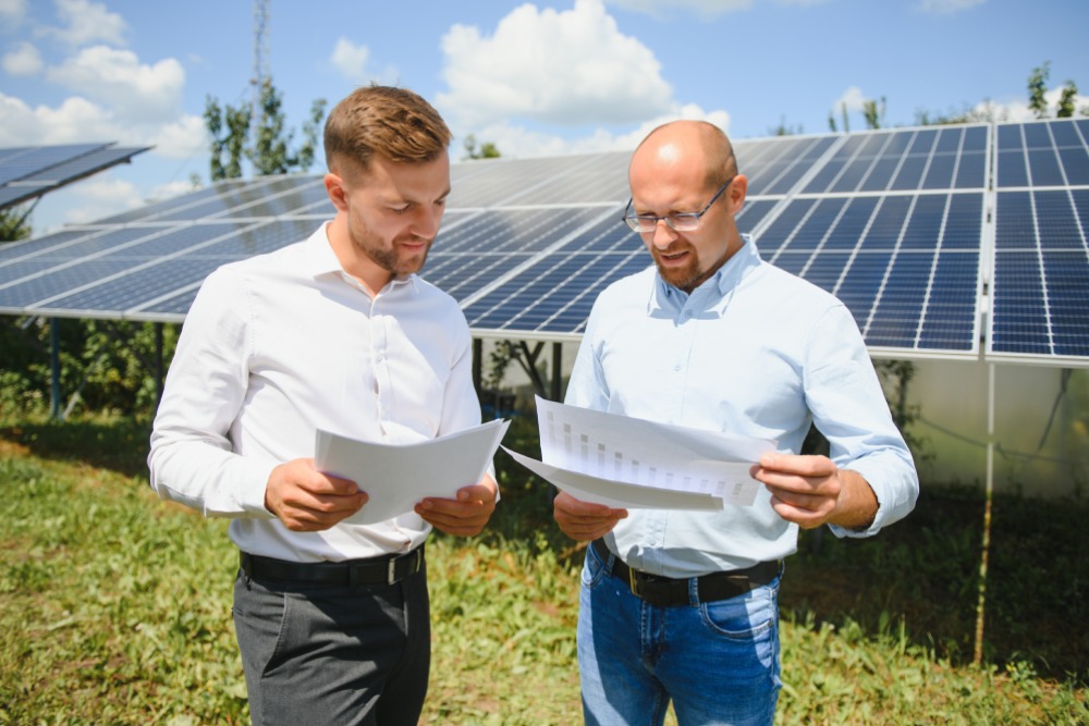 Nevada real estate attorney discussing a solar installation agreement with a homeowner.