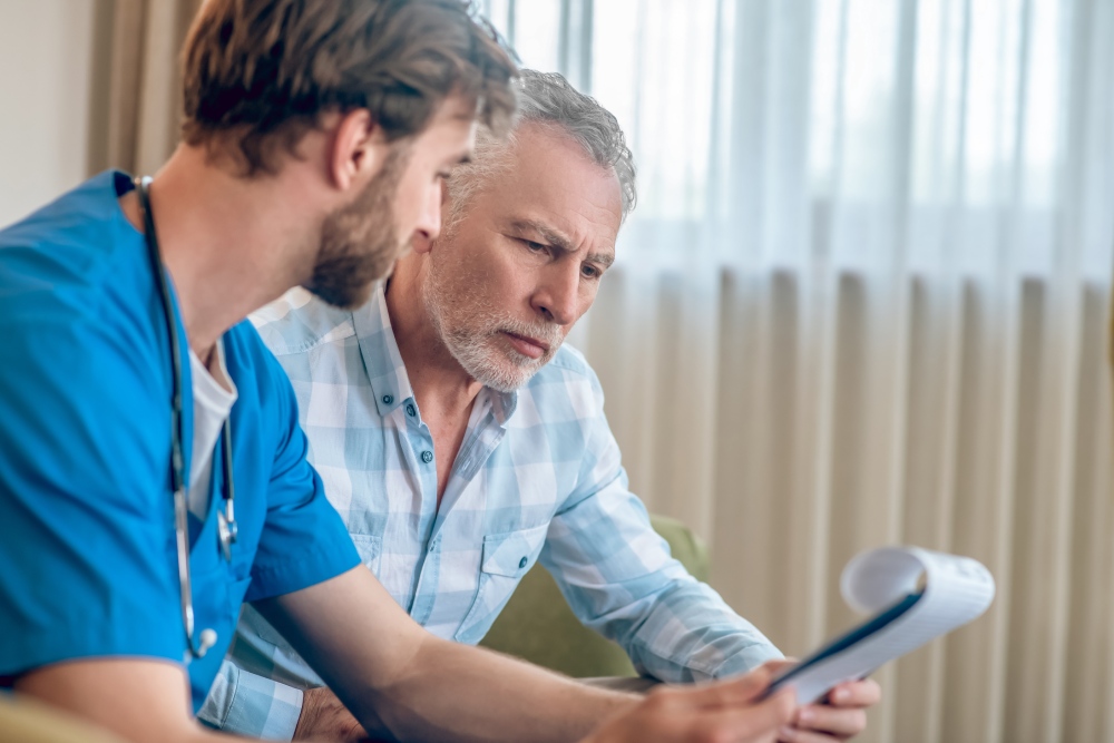 Nevada patient reviewing medical records and treatment dates